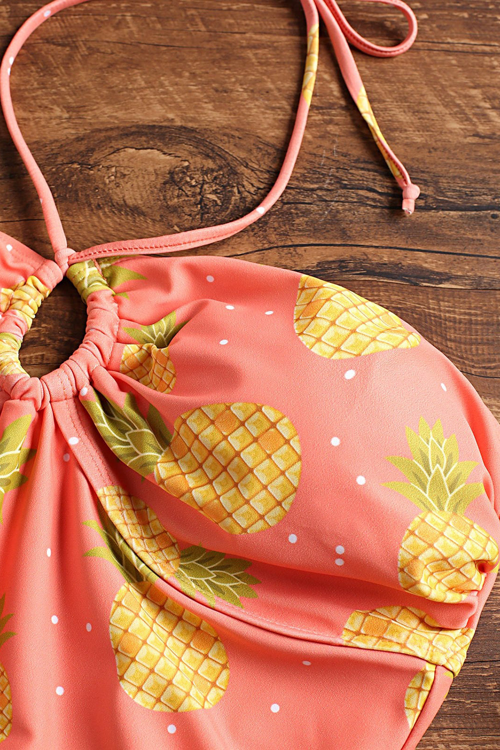 Pineapple Halter High Leg One-piece Swimsuit