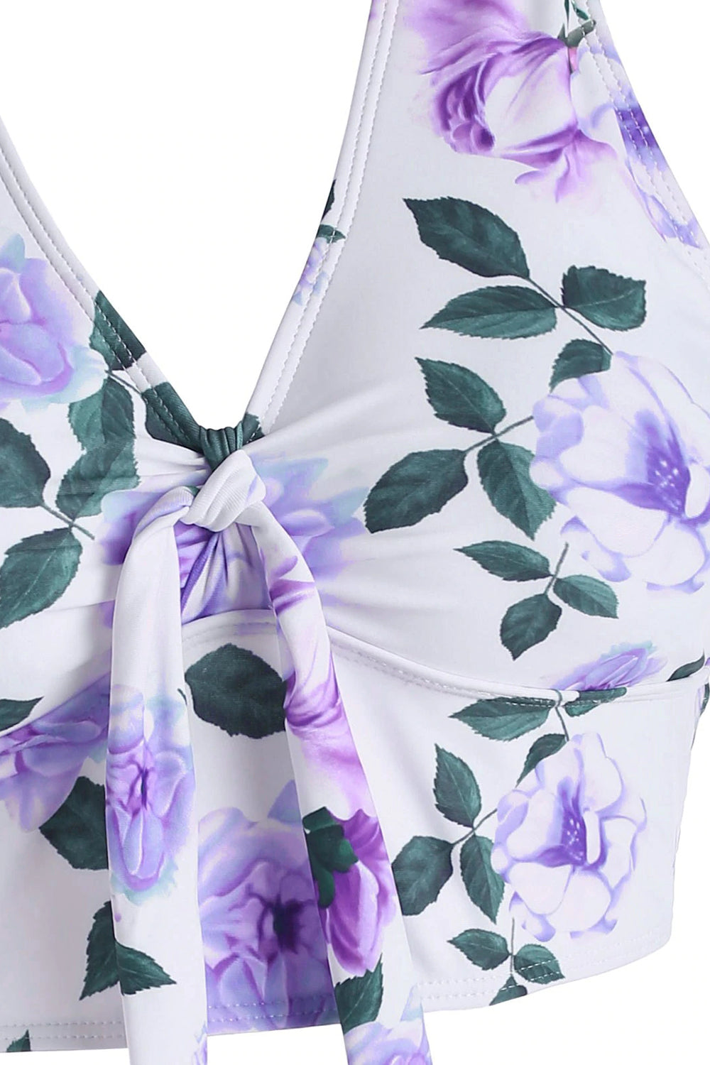 Floral Striped Ruched Crisscross Tankini Swimwear