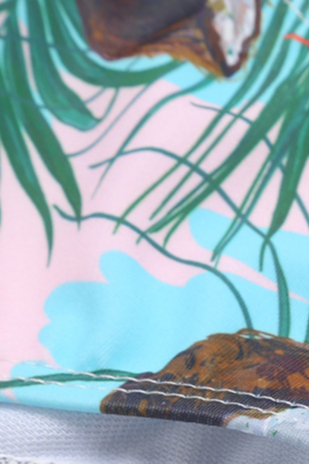 Halter Neck Backless Padded Bird Print Low Waist Women Bikini Set