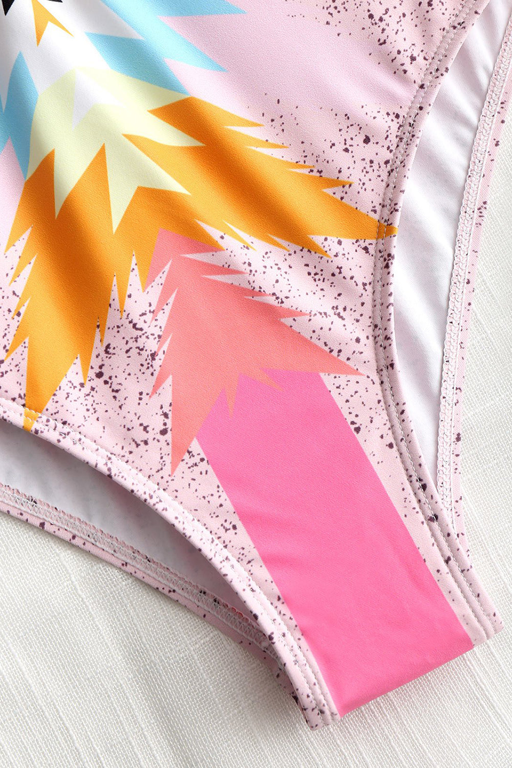 Lace-up Print High Leg Swimsuit