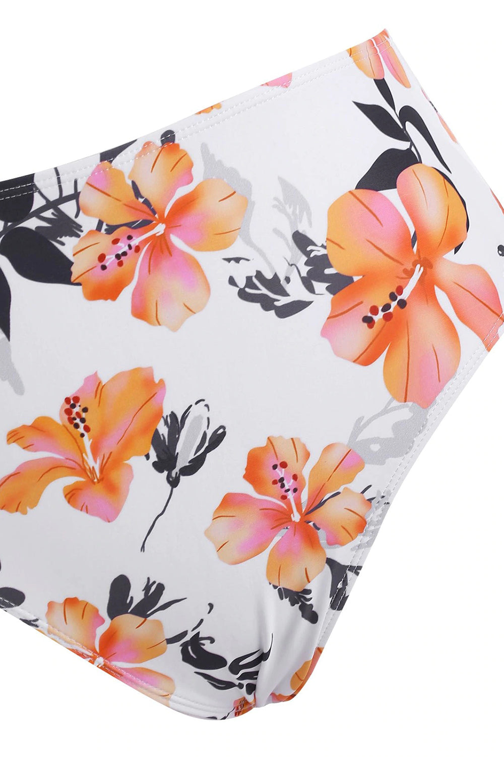 Striped Floral Cutout Lace-up Tankini Swimwear