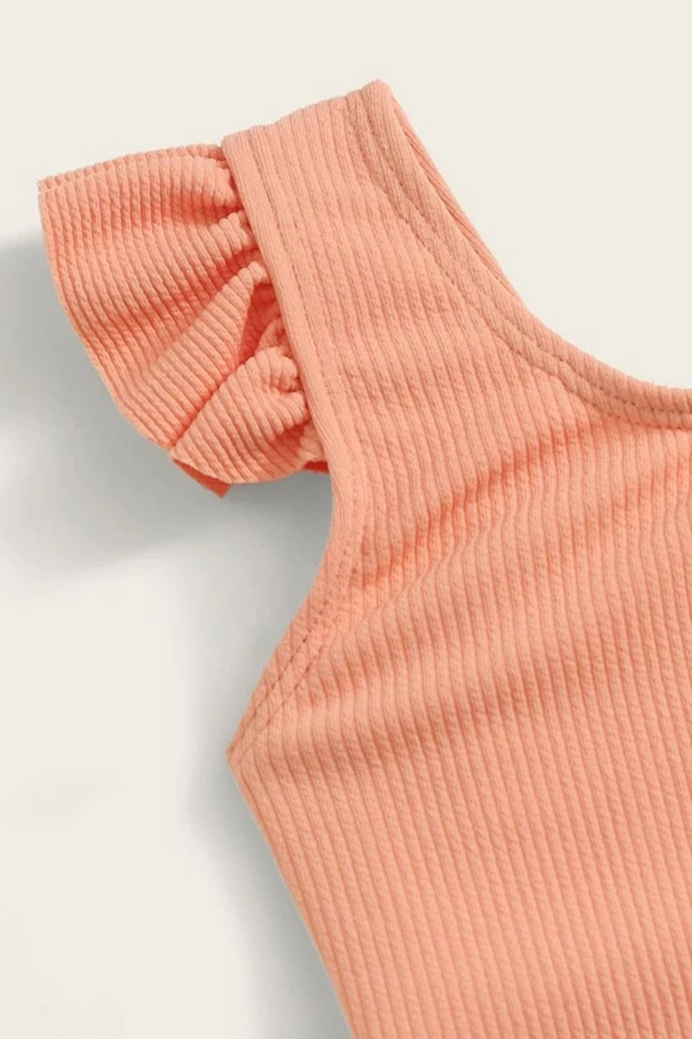 Toddler Girls Rib Ruffle Trim One Piece Swimwear