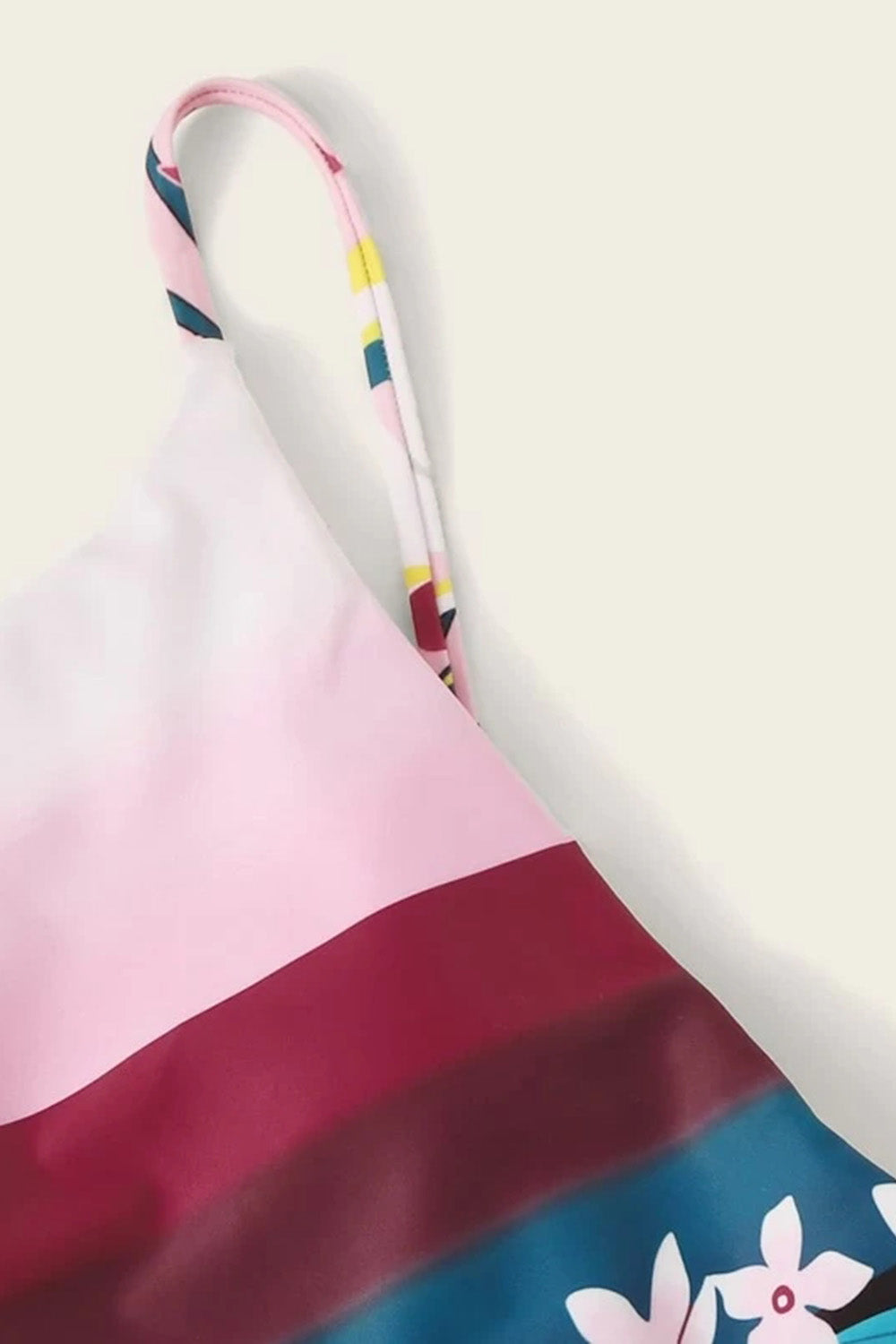 Floral Print One Piece Stripe Thong Sexy Swimsuit