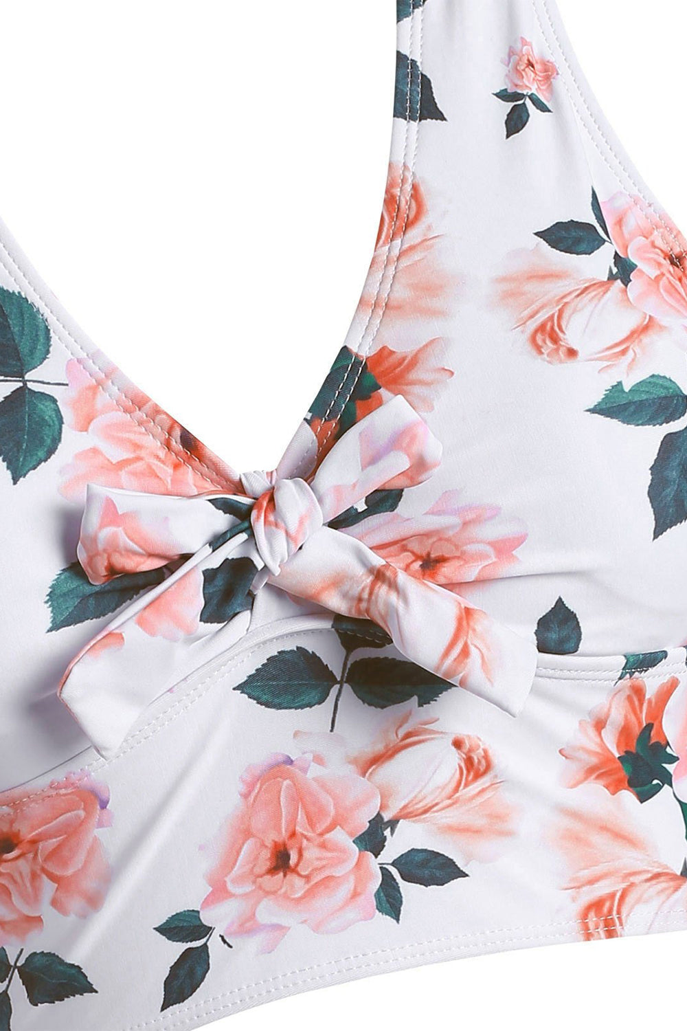 Floral Striped Ruched Crisscross Tankini Swimwear