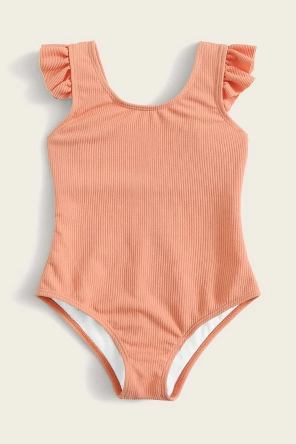 Toddler Girls Rib Ruffle Trim One Piece Swimwear