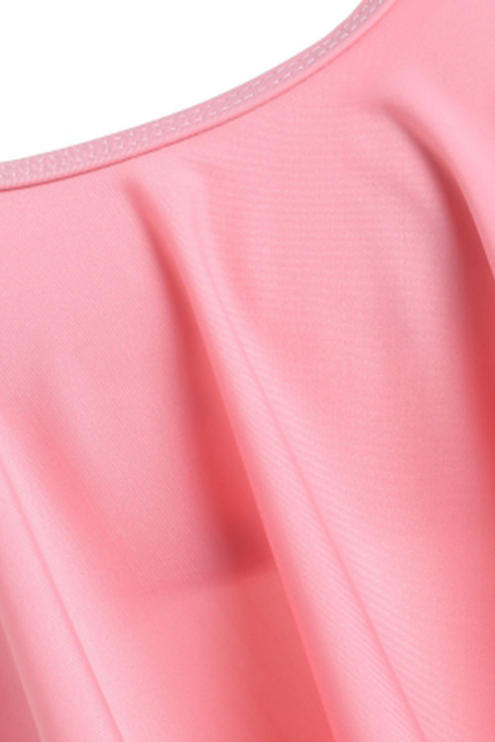 Pink Floral Print Tropical Cute U Neck Tankini Set