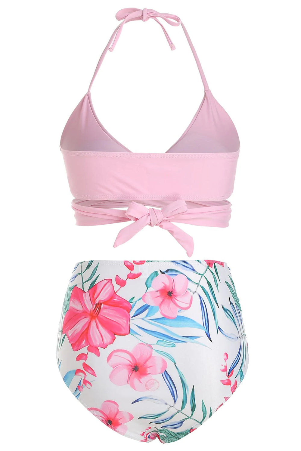 Floral Print Halter Wrap Bikini Swimsuit