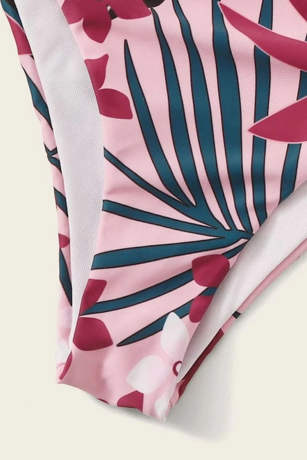 Floral Print One Piece Stripe Thong Sexy Swimsuit