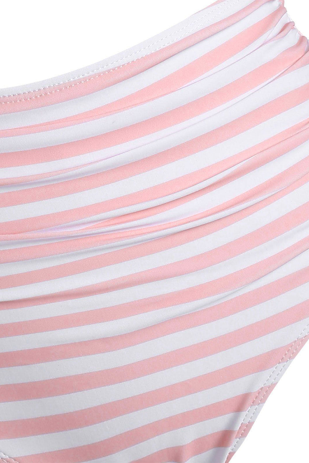 Floral Striped Ruched Crisscross Tankini Swimwear