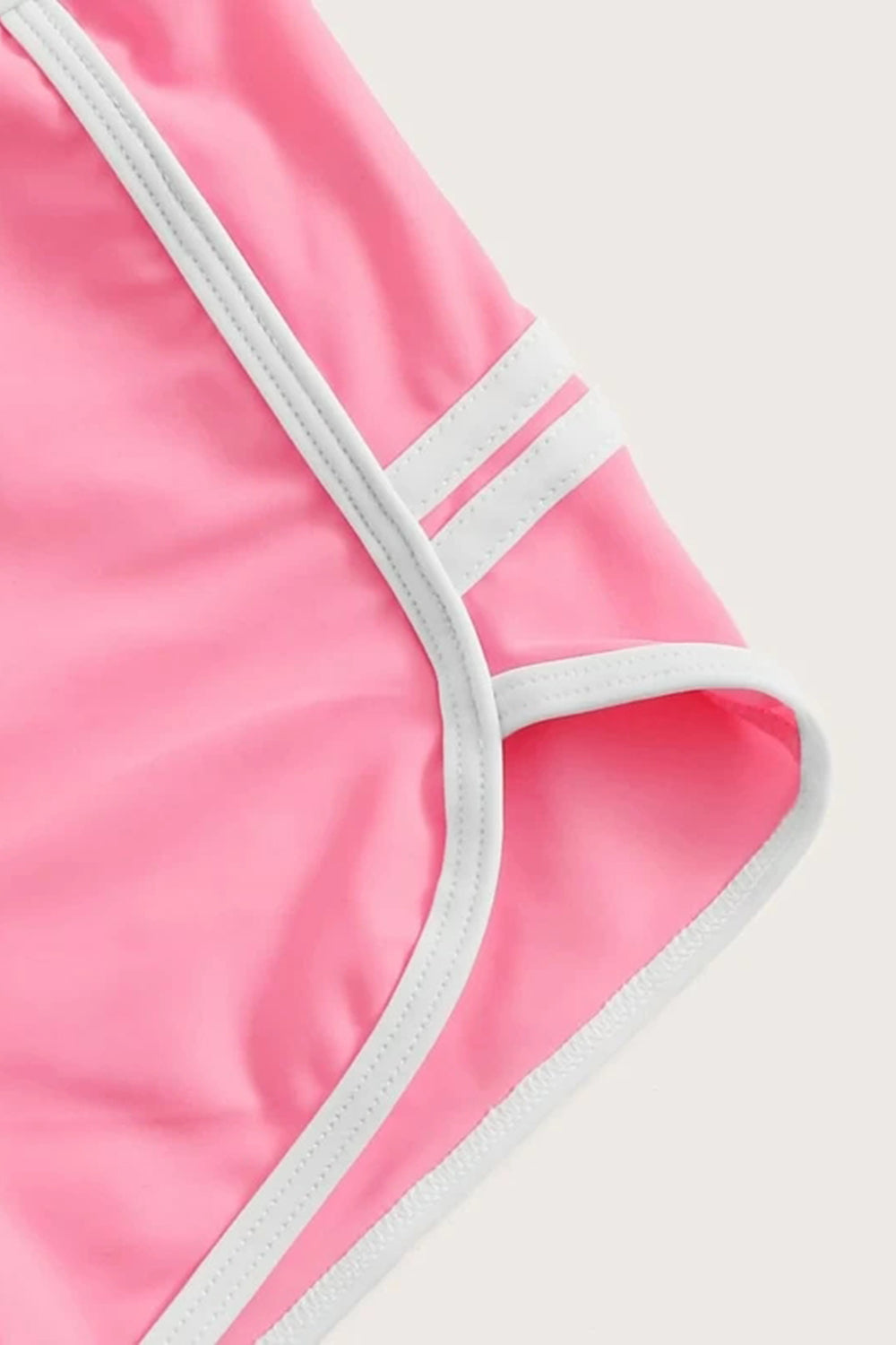 Girls Contrast Binding Tank Top With Shorts Bikini