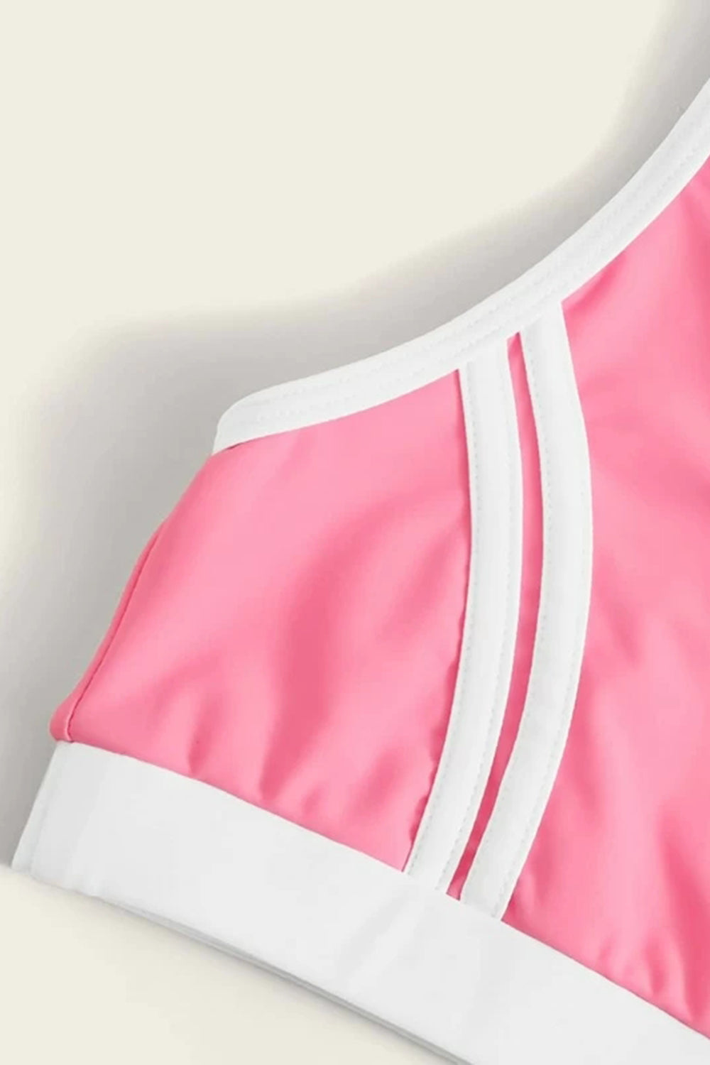 Girls Contrast Binding Tank Top With Shorts Bikini