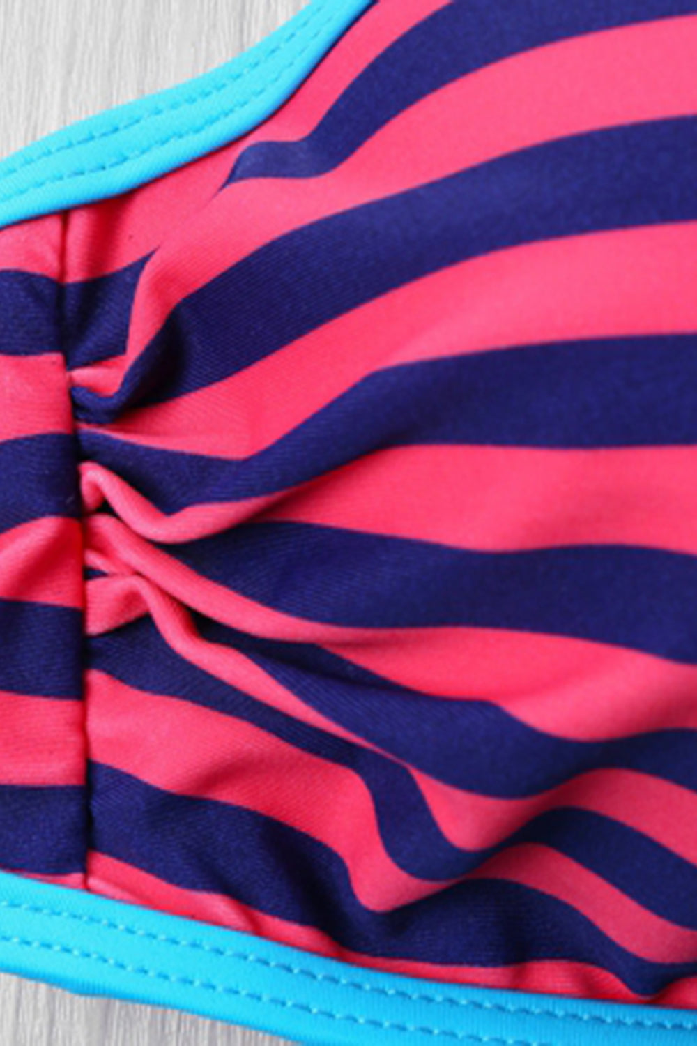 Push Up Stripe Bikini with Halter Neckline
