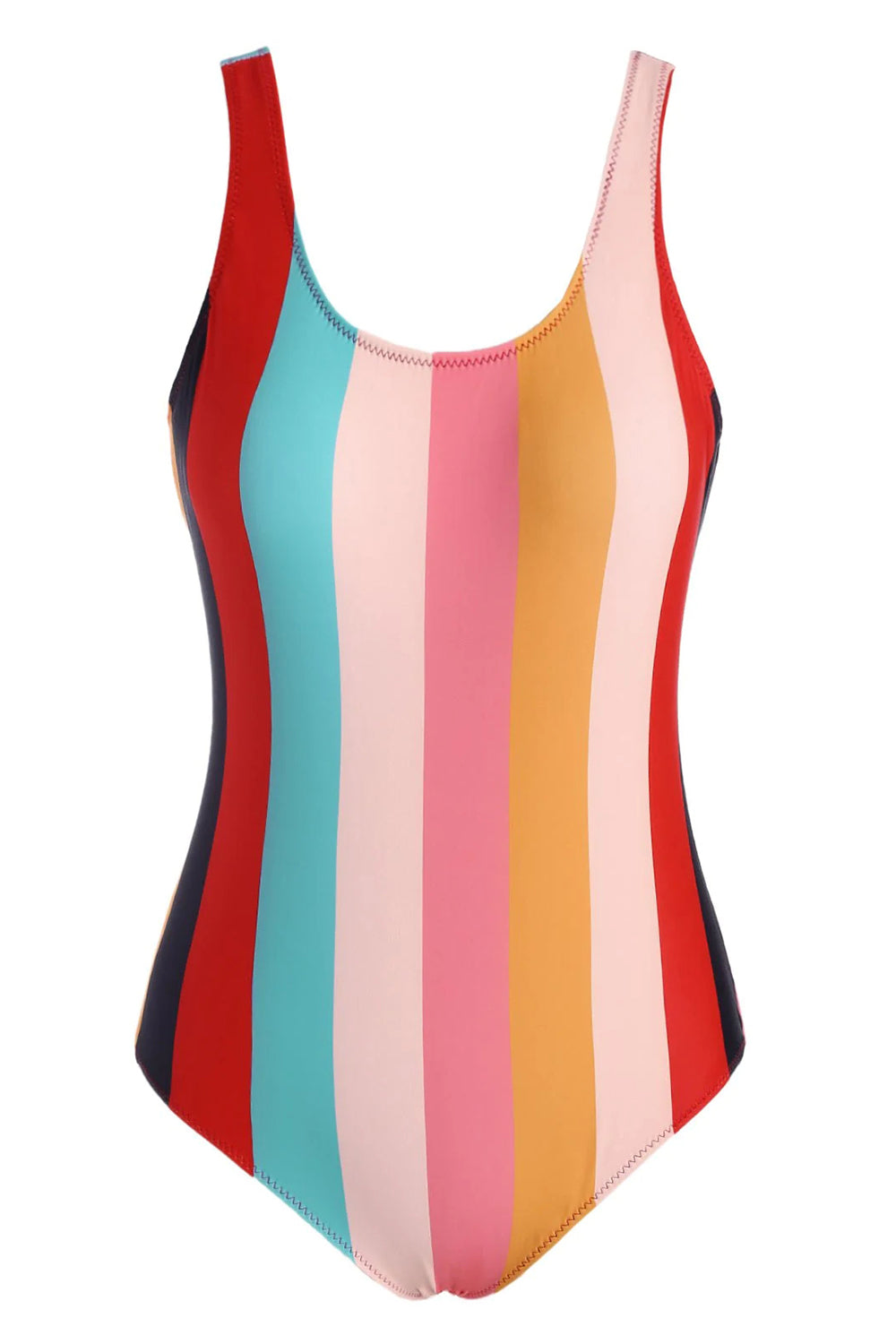 Striped Scoop Back Tank One-piece Swimsuit