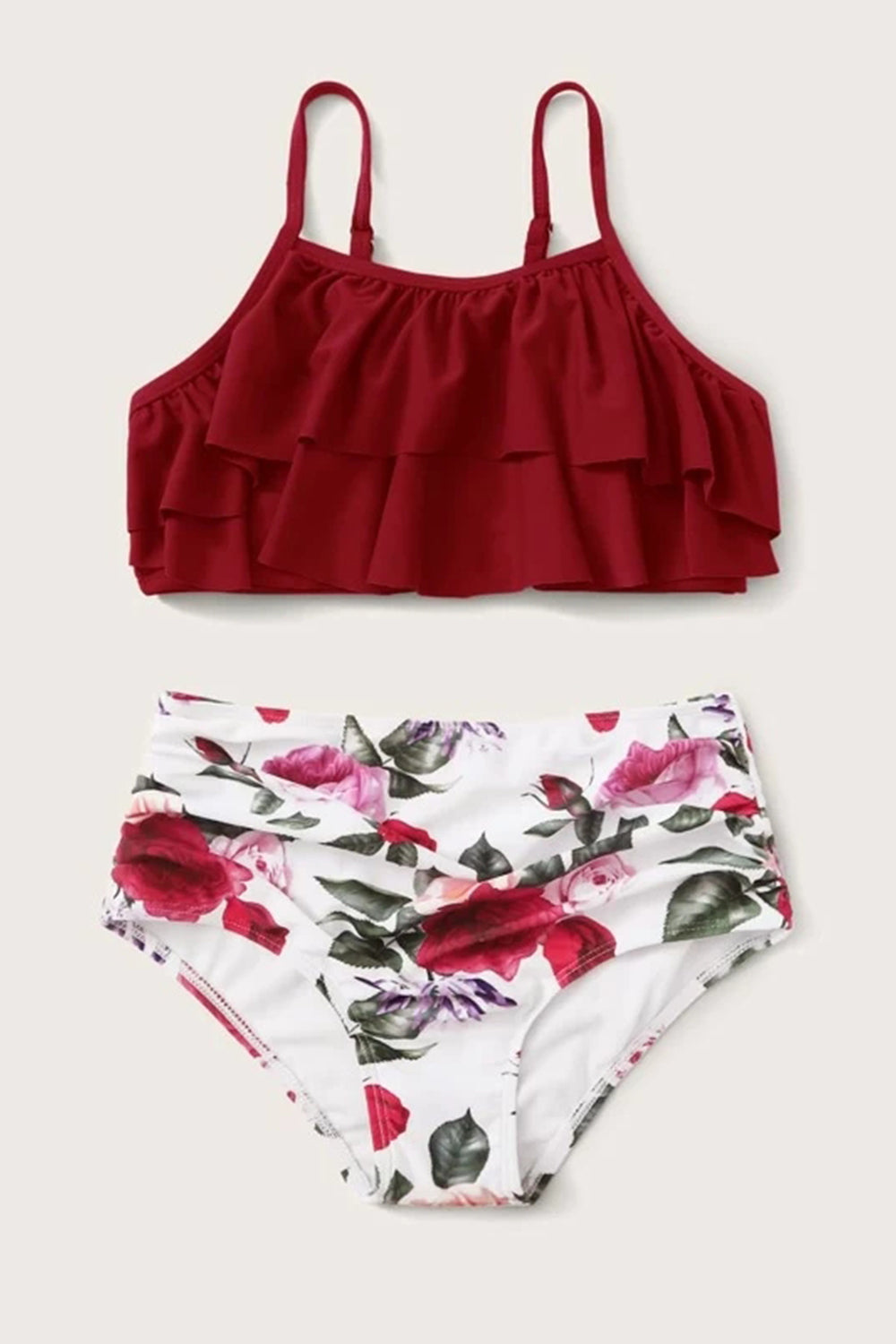Girls Floral Tiered Layer Bikini Set