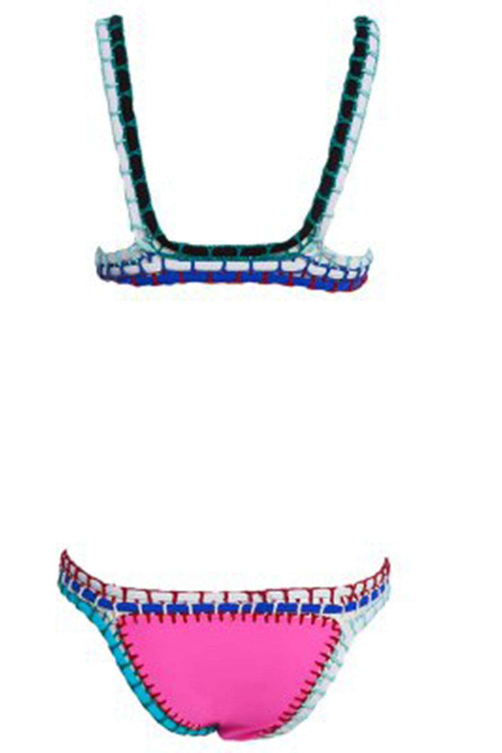 Chic Spaghetti Strap Color Block Low Waist Spliced Two Piece Swimwear