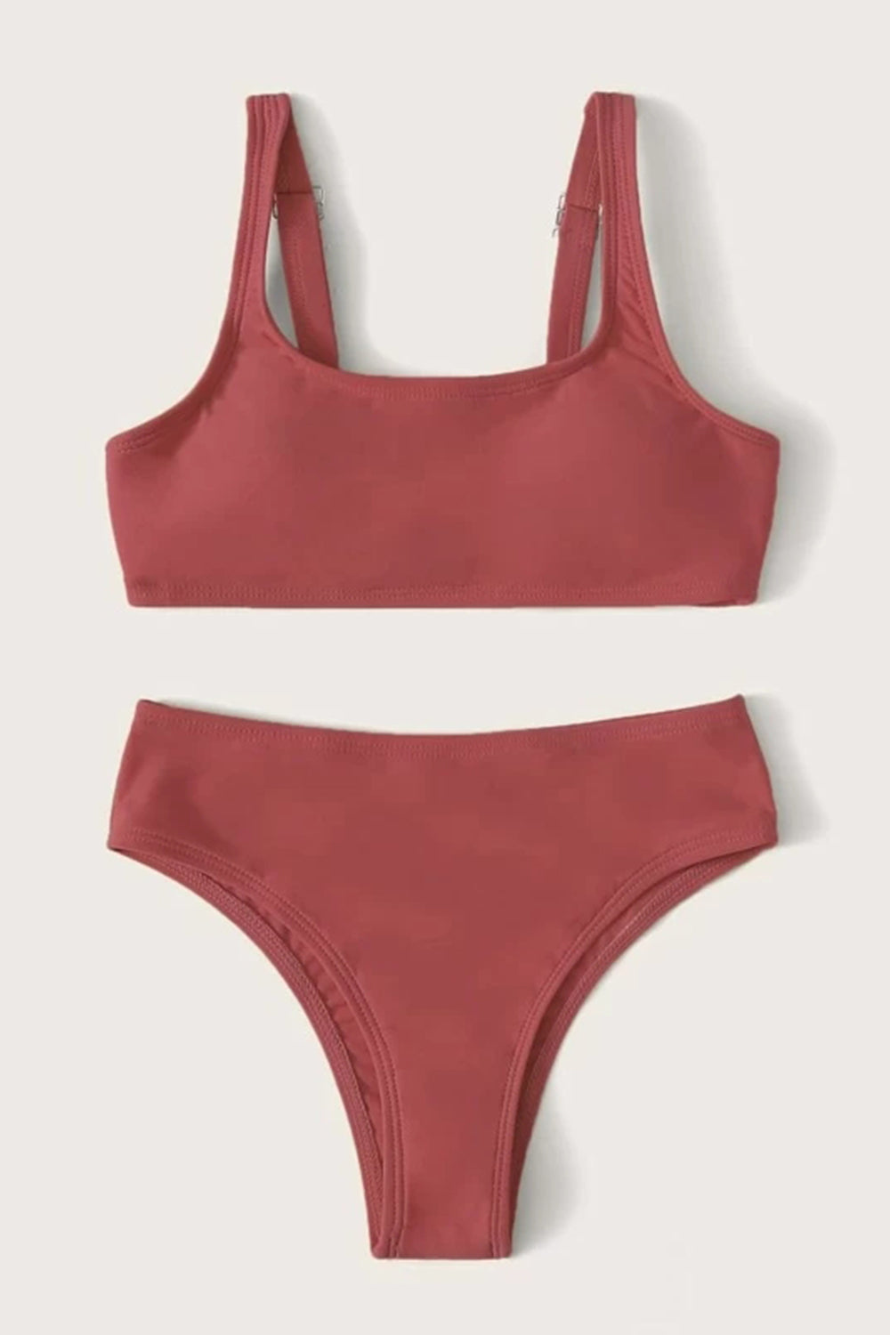 Girls Plain Adjustable Strap Bikini Set