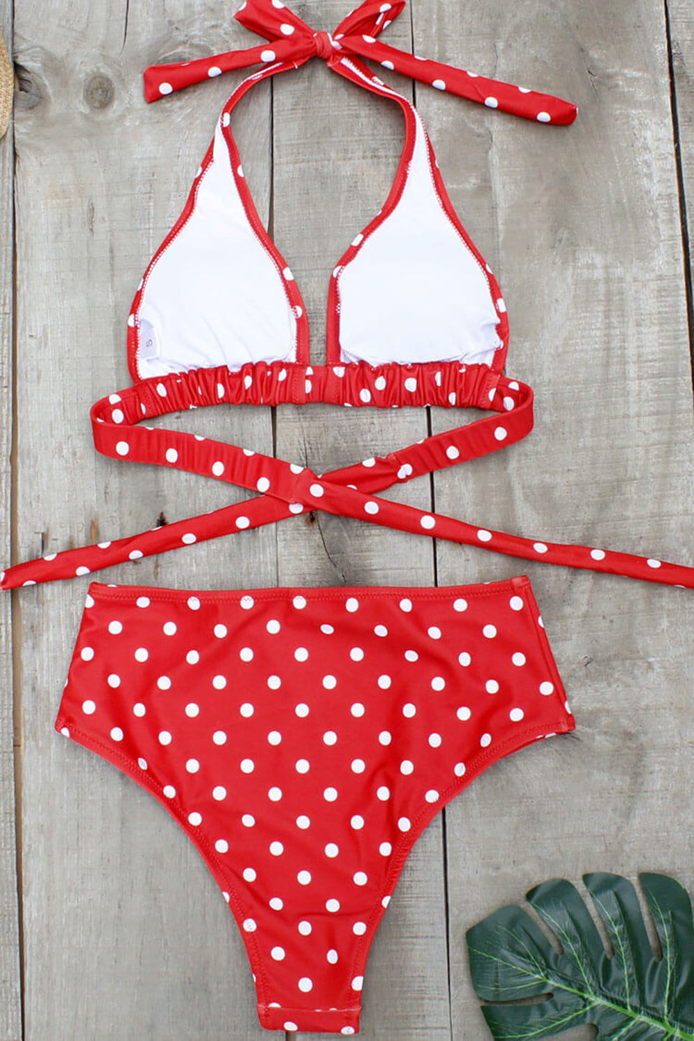 HIGH WAIST POLKA DOT HALTER BIKINI SWIMSUIT