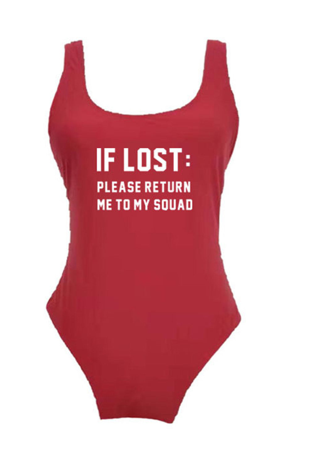 IF LOST PLEASE RETURN ME TO MY SQUAD - SLOGAN ONE PIECE SWIMSUIT