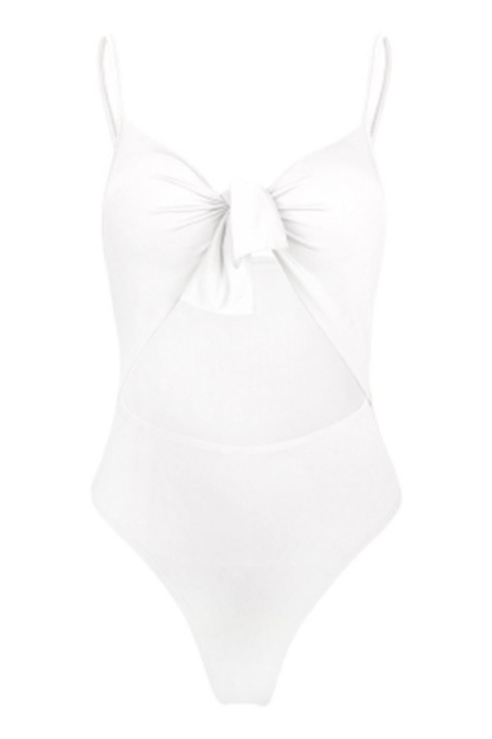 Spaghetti Strap Backless Padded Cut Out Tied Women Swimsuit