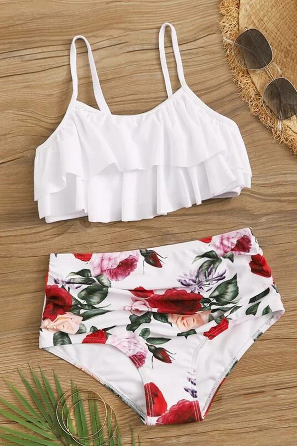 Girls Floral Tiered Layer Bikini Set