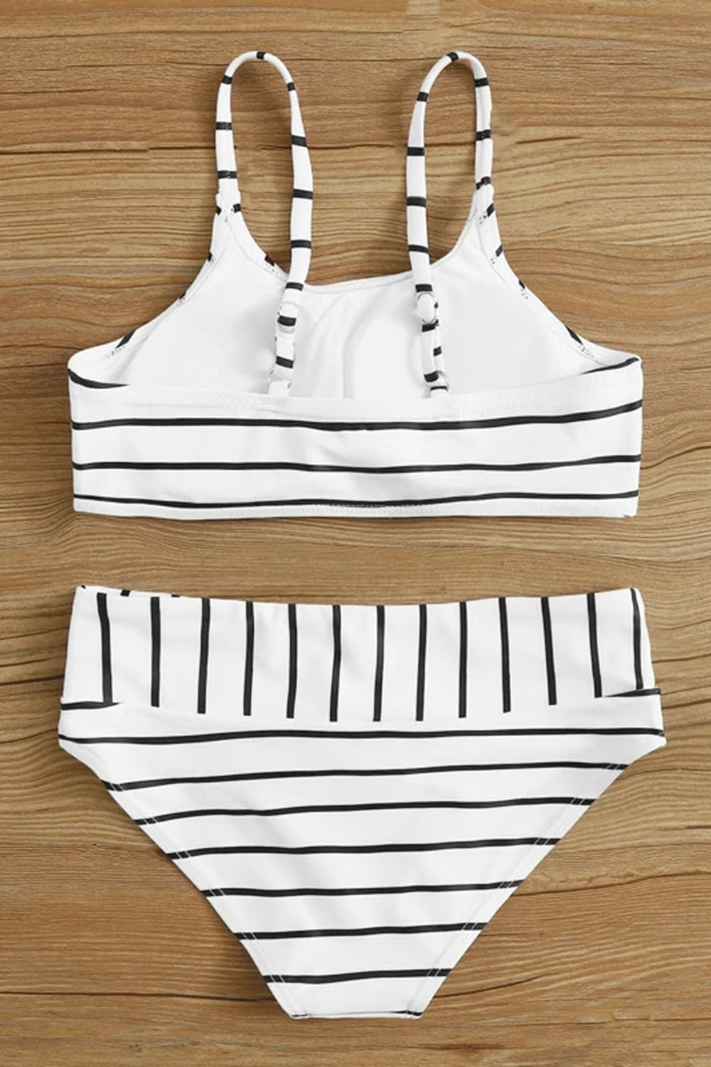 Girls Contrast Striped Bikini Set