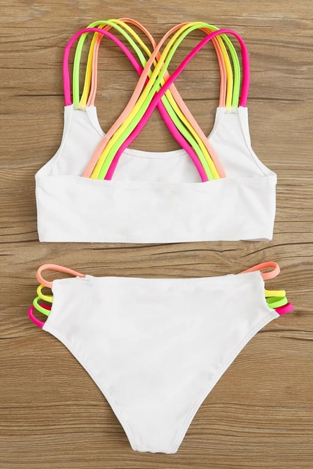 Girls Multi-color Strap Bikini Set