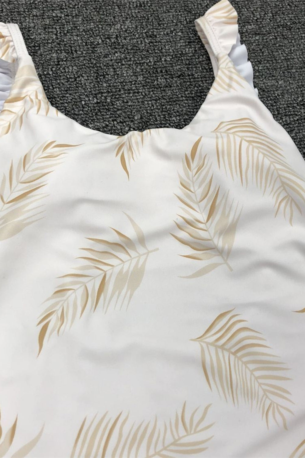 Leaf Pattern Print One Piece Swimsuit