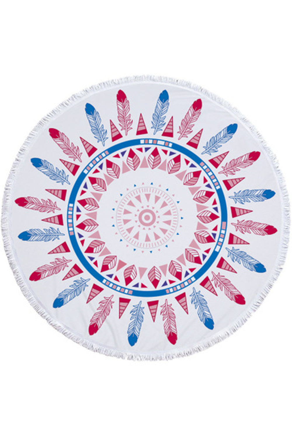 Tassel Giant Feather Printed Blanket Picnic Camping Mat Sandbeach Towel