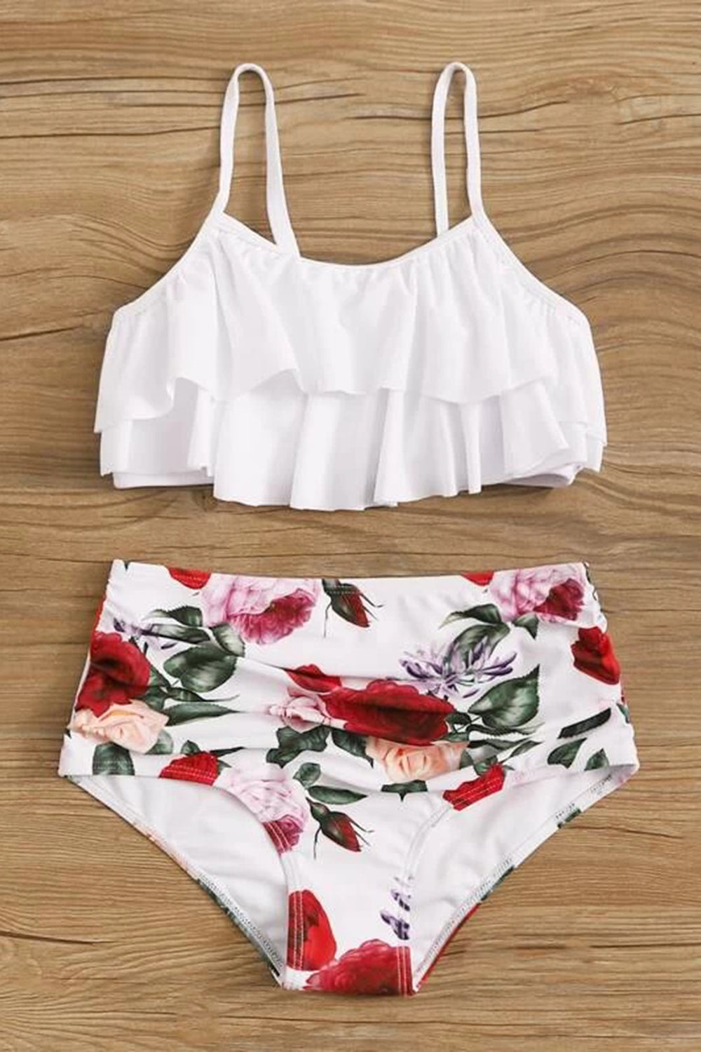 Girls Floral Tiered Layer Bikini Set