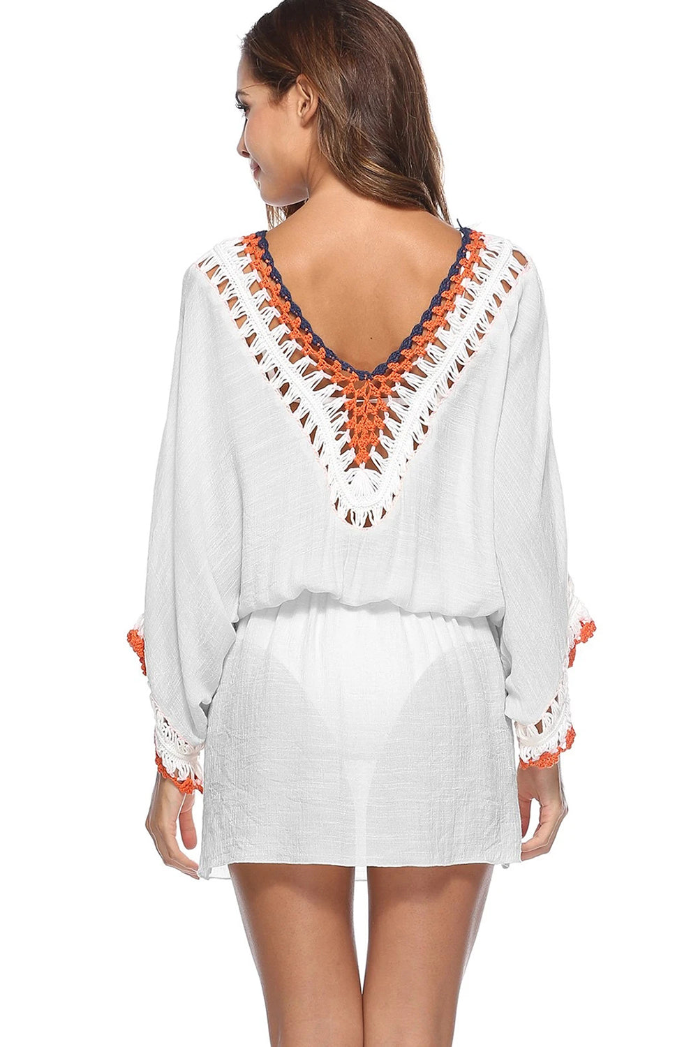 Crochet Panel Blouson Cover-up