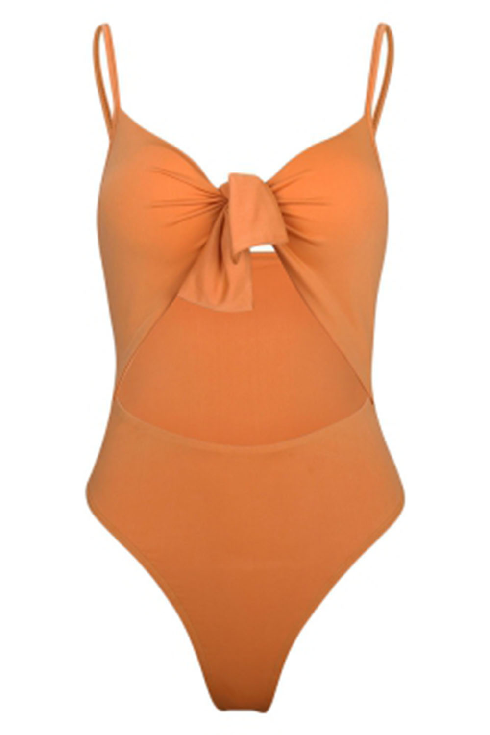 Spaghetti Strap Backless Padded Cut Out Tied Women Swimsuit