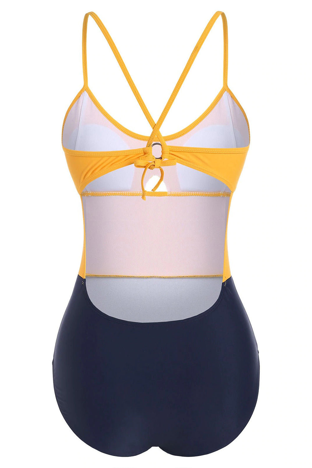 Keyhole Crisscross Two Tone One-piece Swimsuit