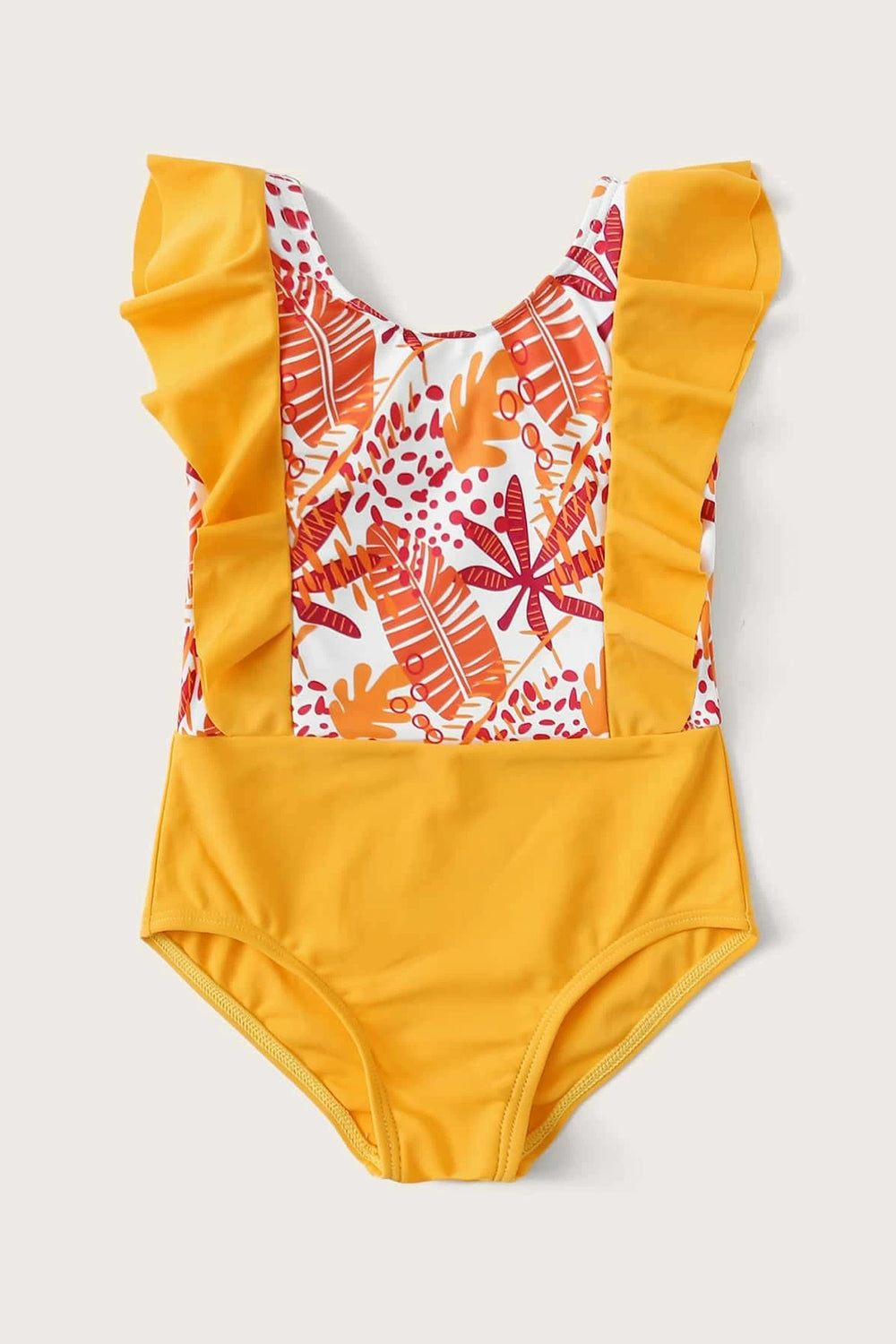 Toddler Girls Tropical Ruffle One Piece Swimsuit