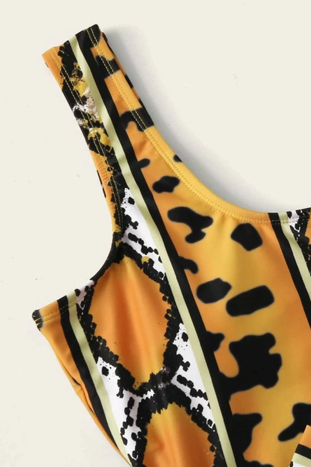 Animal Pattern Knot Front One Piece Swimsuit