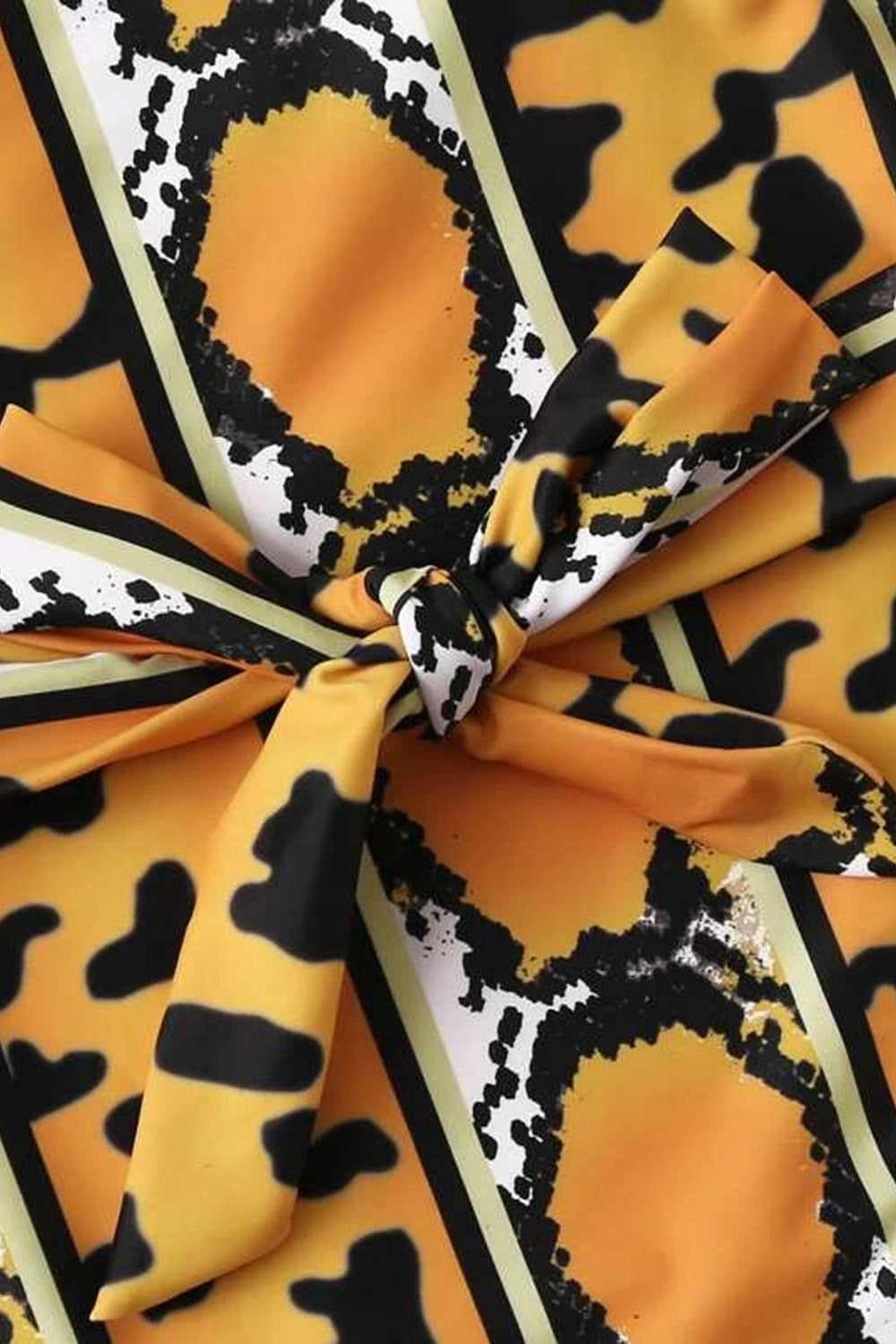 Animal Pattern Knot Front One Piece Swimsuit