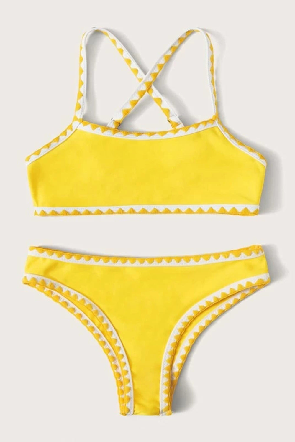 Girls Whip Stitch Criss Cross Bikini Set