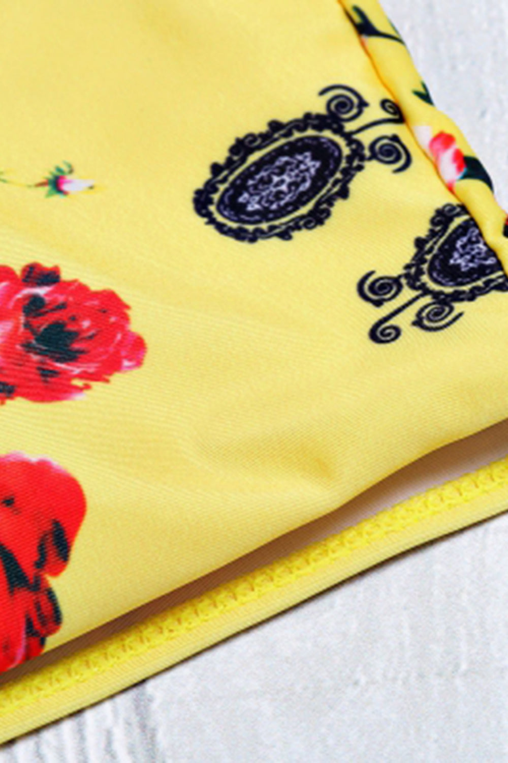 Strapless Padded Floral Print Low Waist Women Bikini Set