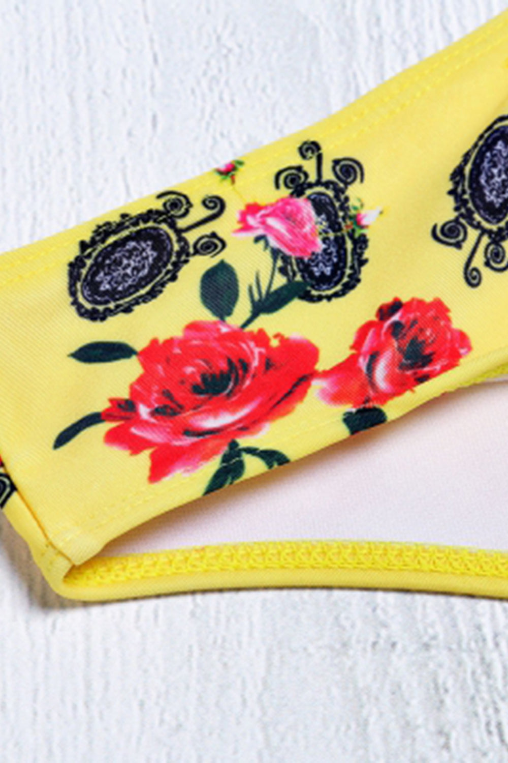 Strapless Padded Floral Print Low Waist Women Bikini Set