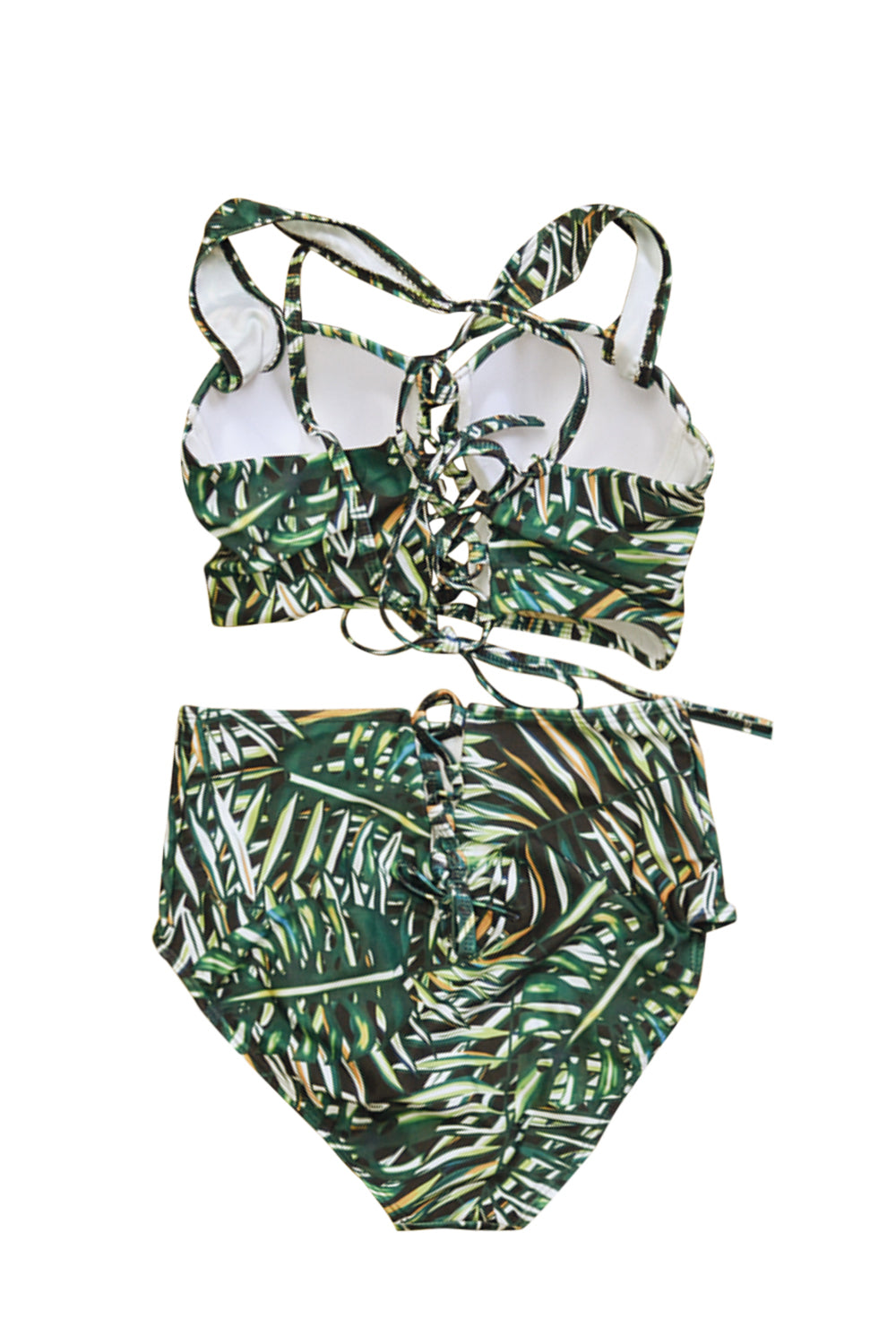 Iyasson Palm Leaves Printing Halter design Bikini Set