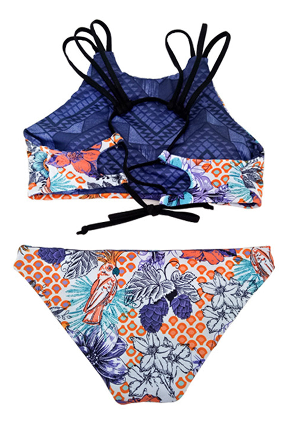 Iyasson floral printing High neck design Bikini Set