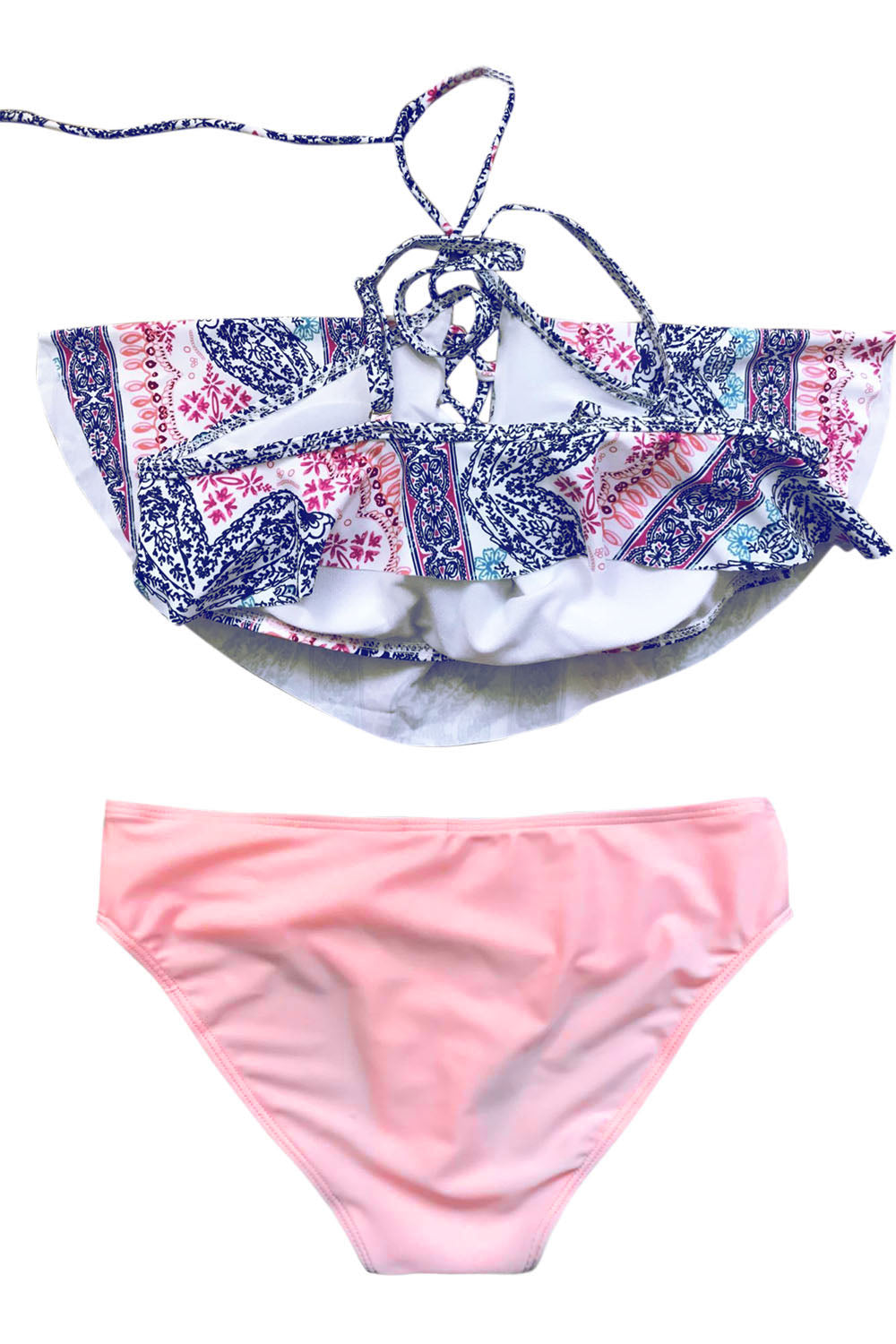 Iyasson Bohemian printing Two-piece Swimwear with Halter Design