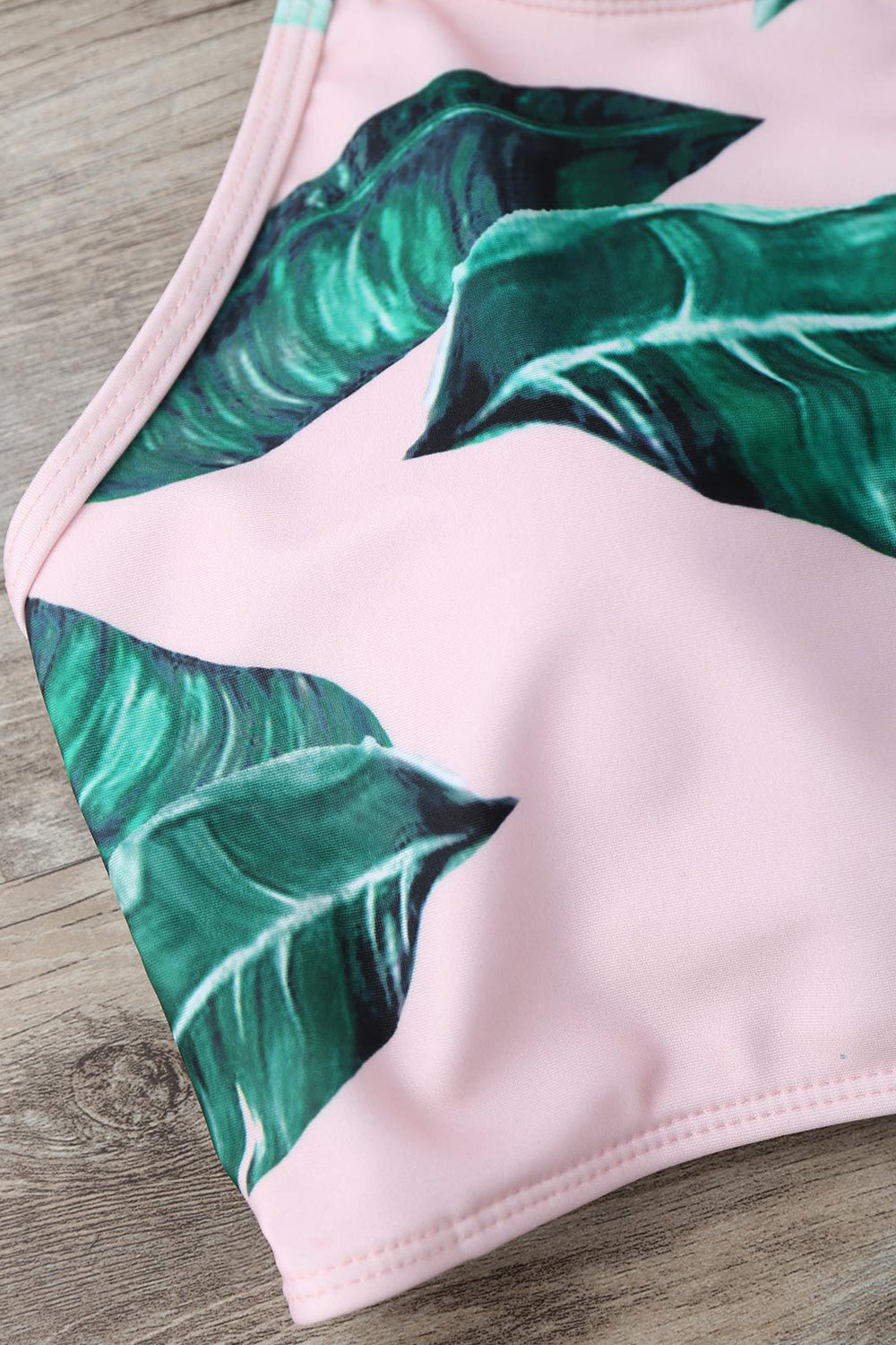 Iyasson Charming Leaves printing Tank Top Bikini Set