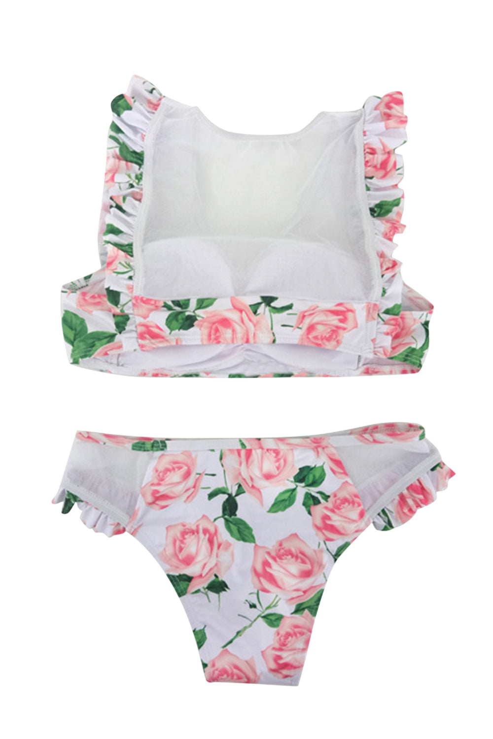 Iyasson Pink Floral Printing Two-piece Swimwear