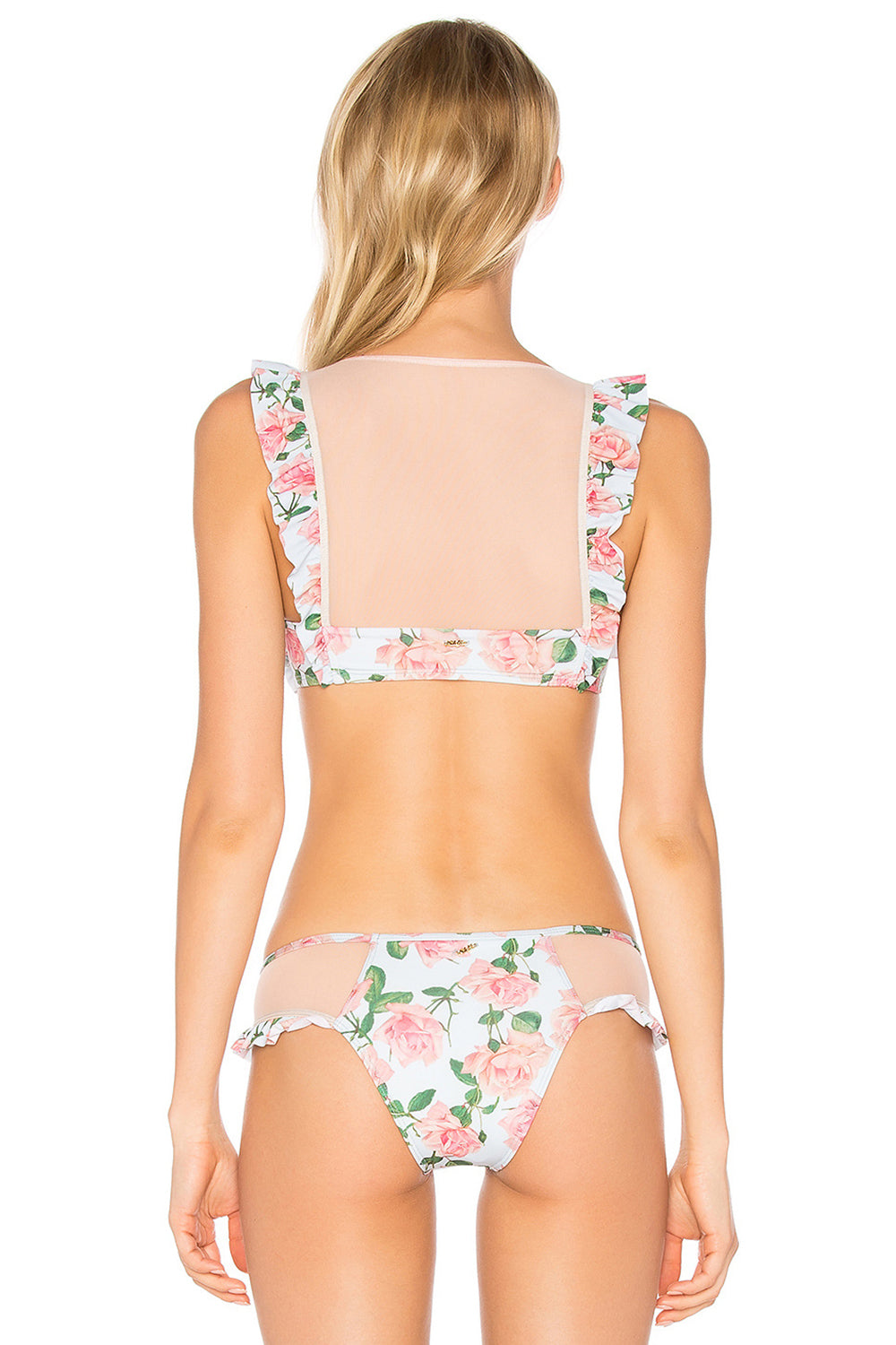 Iyasson Pink Floral Printing Two-piece Swimwear