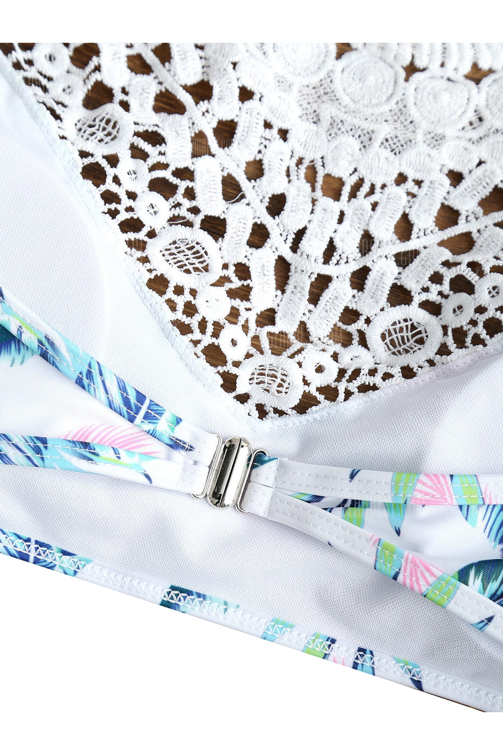 Iyasson Floral Printing With White Lace Tank Top Bikini Set