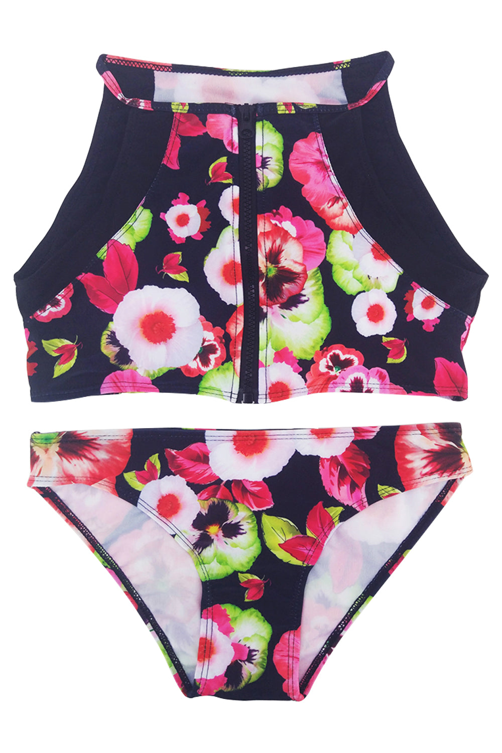 Iyasson Floral Printing Tank Top Bikini Set