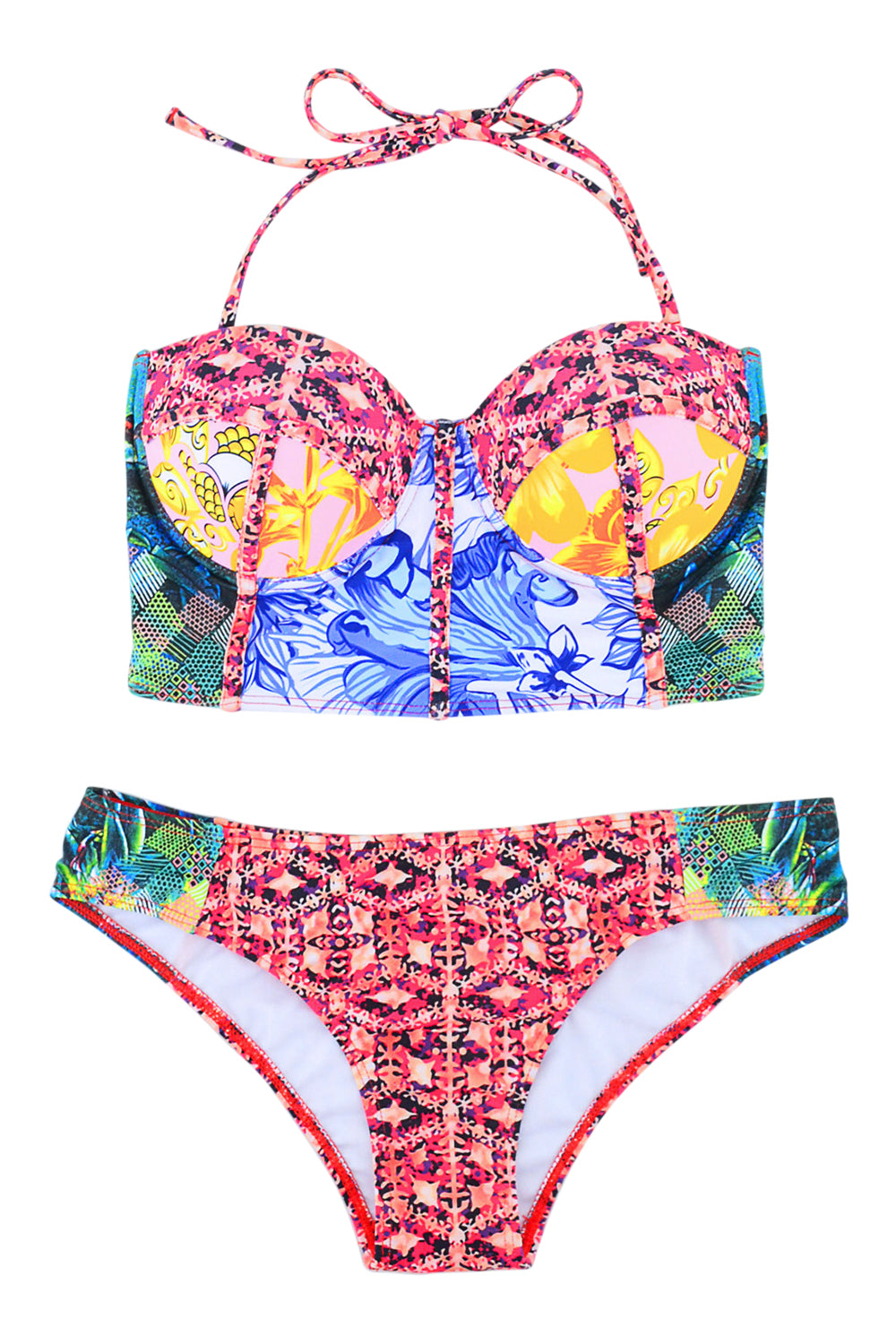 Iyasson Removable halter straps Tropical swimsuit