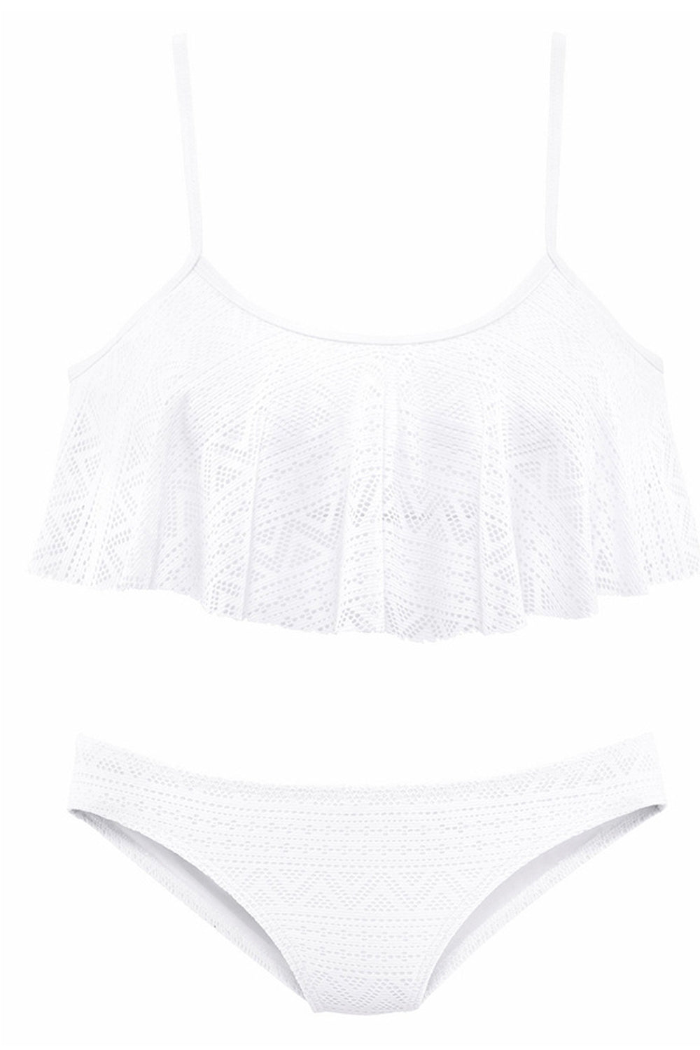 Iyasson Crochet Lace Falbala Bikini Set