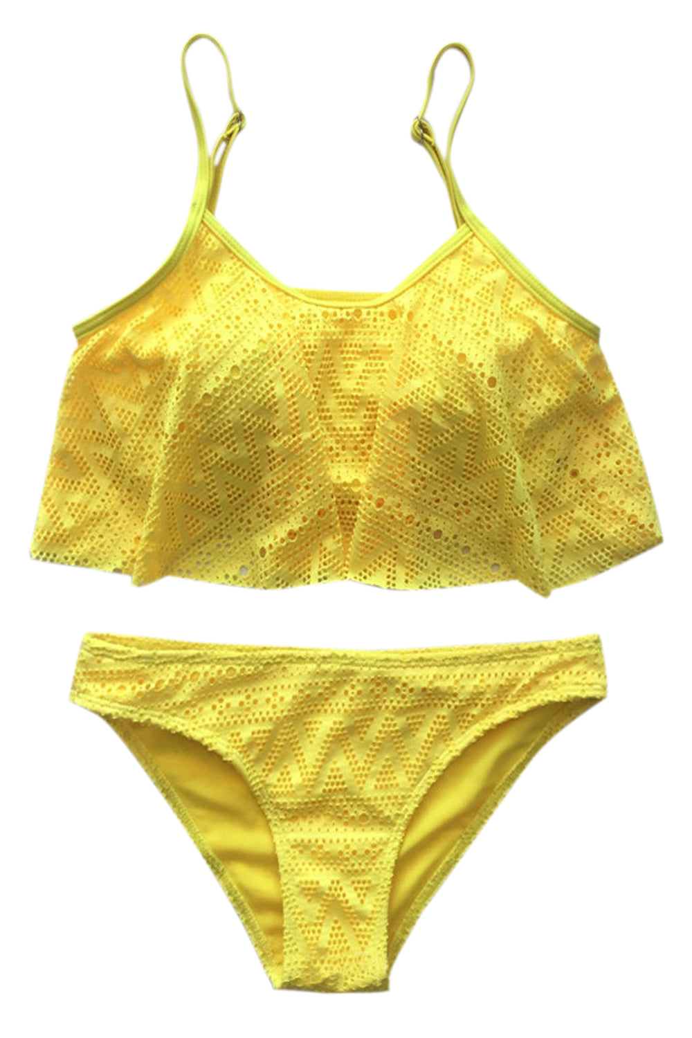 Iyasson Crochet Lace Falbala Bikini Set