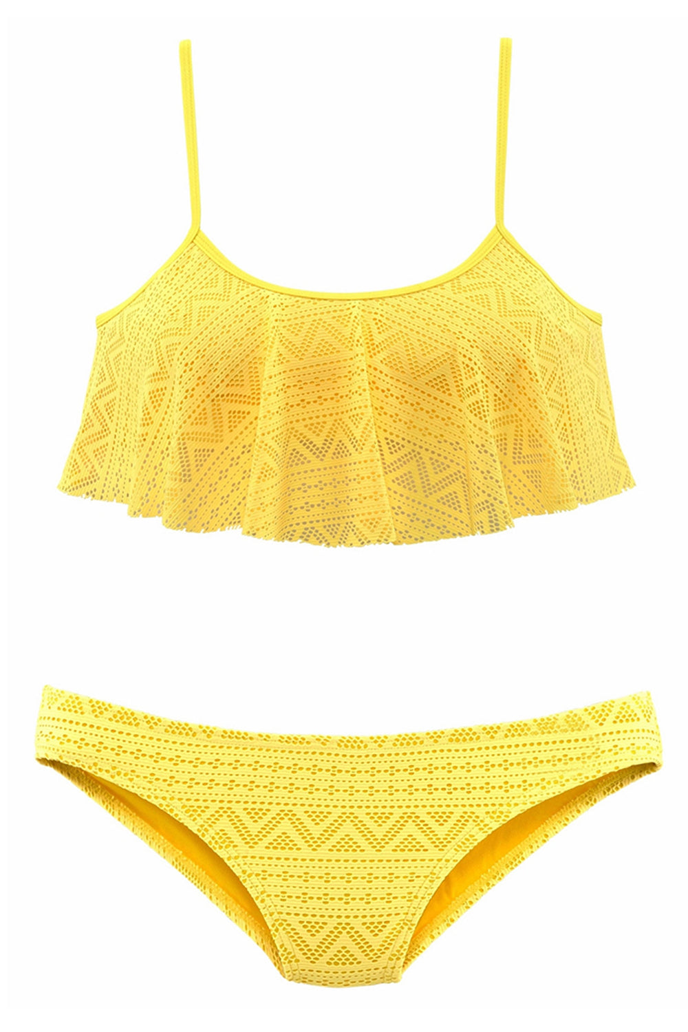 Iyasson Crochet Lace Falbala Bikini Set